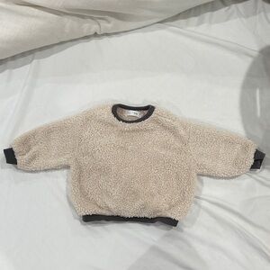 Zara Cream Sherpa Sweatshirt with Dark Trim